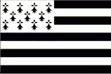 Drapeau breton - Gwenn ha du, Blanc et noir ou banniière herminée aux onze bandes représentant les 9 évéchés, 4 blanches pour la Bretagne bretonne ou Breizh, 5 noires pour la Bretagne gallaise ou Bertaèyn