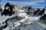 Glacier de Valmeinier sur le versant ouest du Mont Thabor en 1986, déjà en train de se transformer en glacier rocheux - Aujourd'hui en voie de disparition