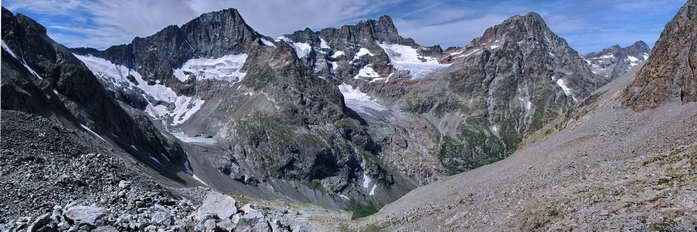 Vallon de la Lavey - Panorama depuis le Lac des Rouies (2722 m)