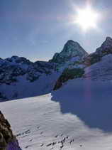 Vallon de la Lavey - Les Rouies (3589 m) depuis la Brèche de l'Olan (2970 m)