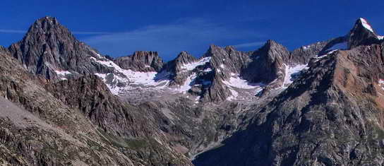 Massif des Écrins - Vallon des Étages - Aiguille du Plat de la Selle (3596 m) et Massif du Soreiller