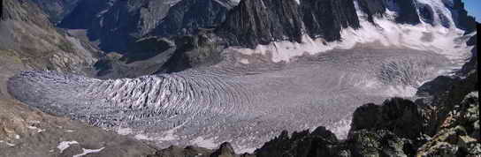 Glacier Blanc - Vue d'ensemble du glacier depuis le Pic du Glacier Blanc (3527 m)