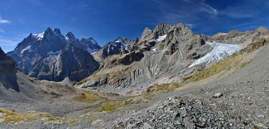 Panorama du Glacier Blanc et du Glacier Noir - Mont Pelvoux, Ailefroide, Barre des Écrins