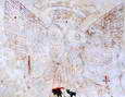 Le Grand Parcher - Chapelle Saint André - Graffitis - La chouette, caricature de l'aigle impérial à deux têtes, couronné et tenant l'épée et l'orbe crucifère
