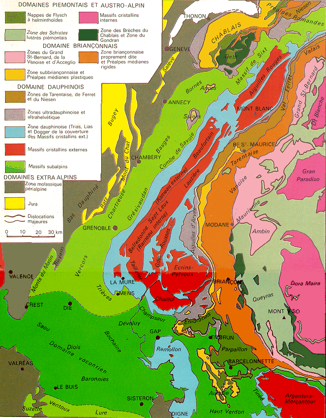 Carte géologique des Alpes, GEOL-ALP - Maurice GIDON, 1998-2004